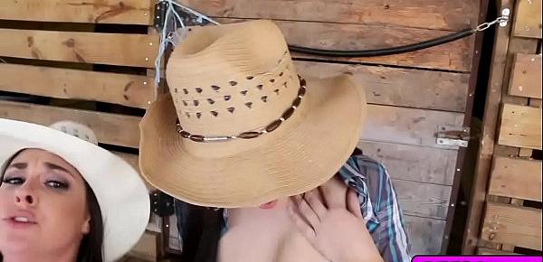  Handsome cowboy fucks with 3 hot cowgirls